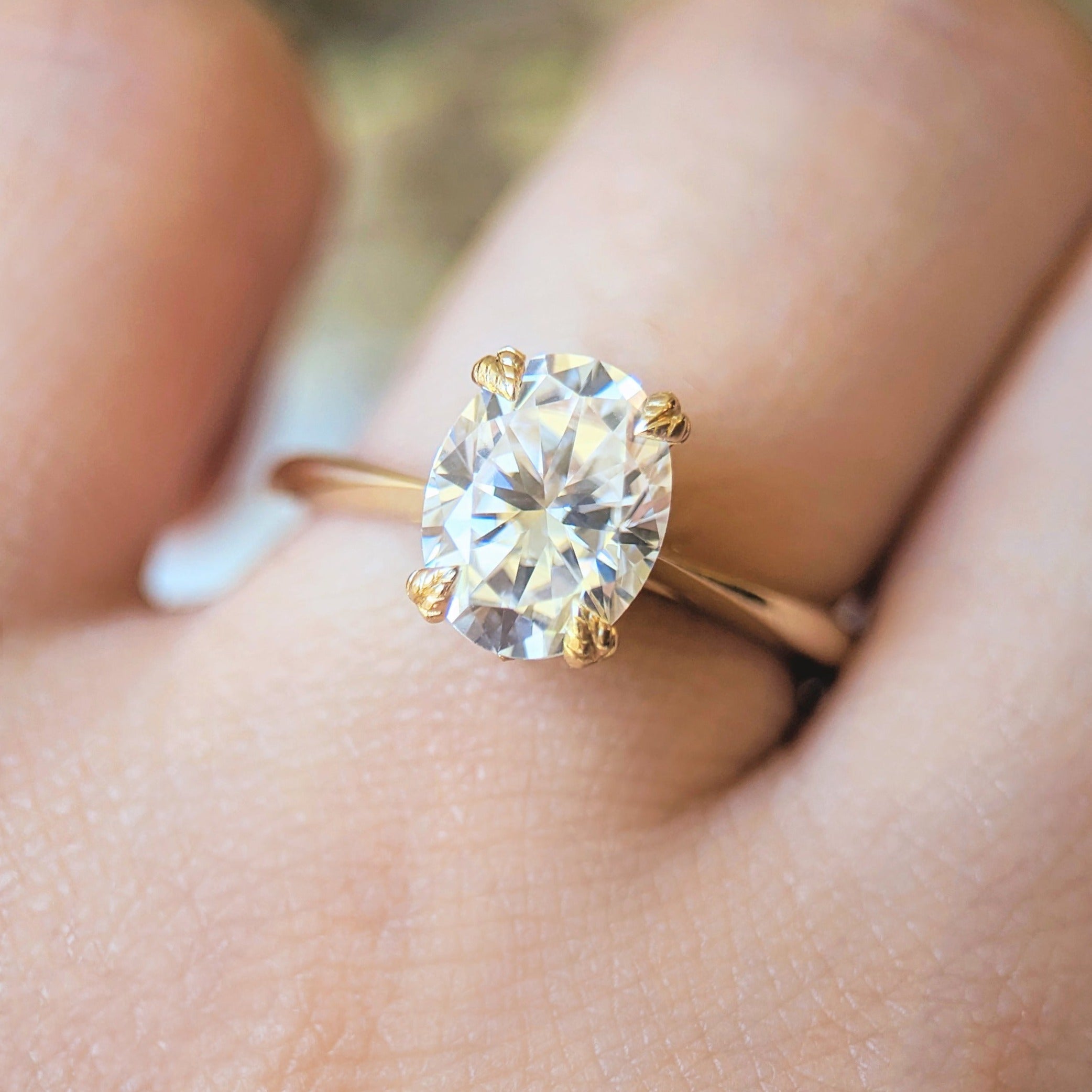 2.10 Carats Oval Shape Moissanite Solitaire Engagement Ring