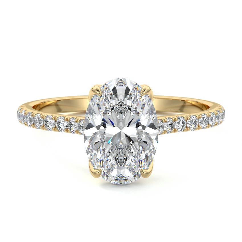 3.0 Carats Lab Grown Diamond Oval Shape E-VS1 Pave Setting Engagement Ring