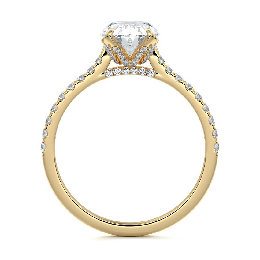 3.0 Carats Lab Grown Diamond Oval Shape E-VS1 Pave Setting Engagement Ring