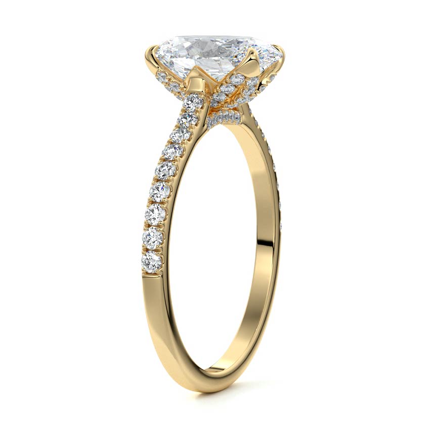 3.0 Carats Lab Grown Diamond Oval Shape E-VS1 Pave Setting Engagement Ring