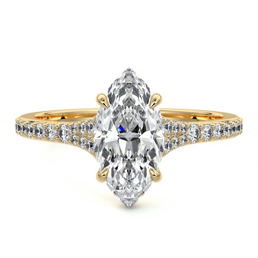 4.50 Carats Lab Grown Diamond Marquise Shape E-VS1 Pave Engagement Ring