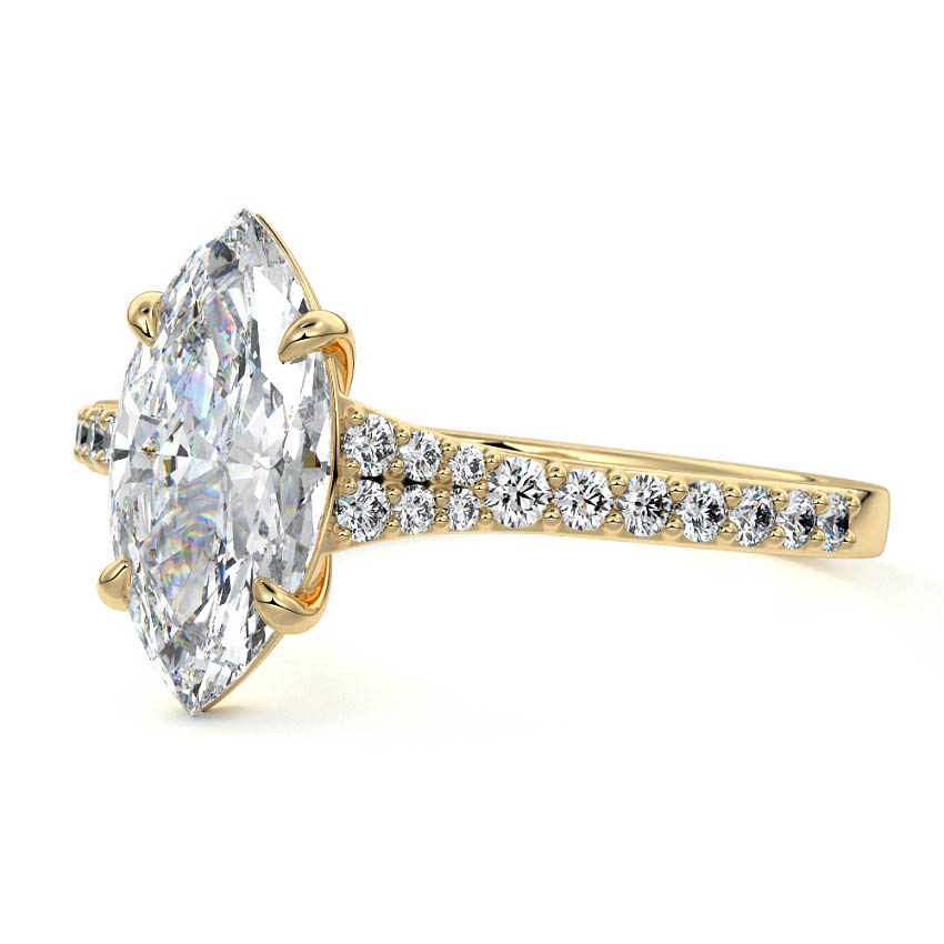 4.50 Carats Lab Grown Diamond Marquise Shape E-VS1 Pave Engagement Ring