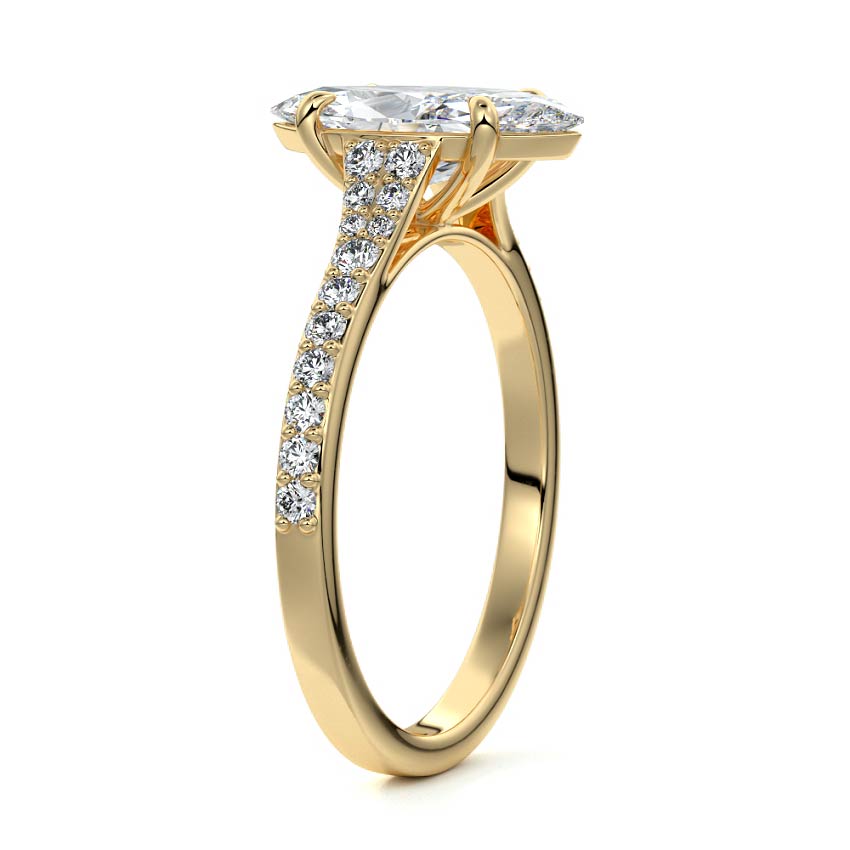 4.50 Carats Lab Grown Diamond Marquise Shape E-VS1 Pave Engagement Ring