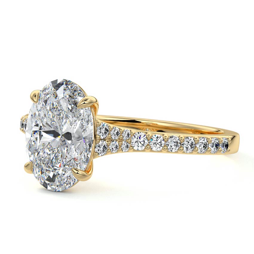 3.0 Carats Lab Grown Diamond Oval Shape E-VS1 Split Shank Engagement Ring