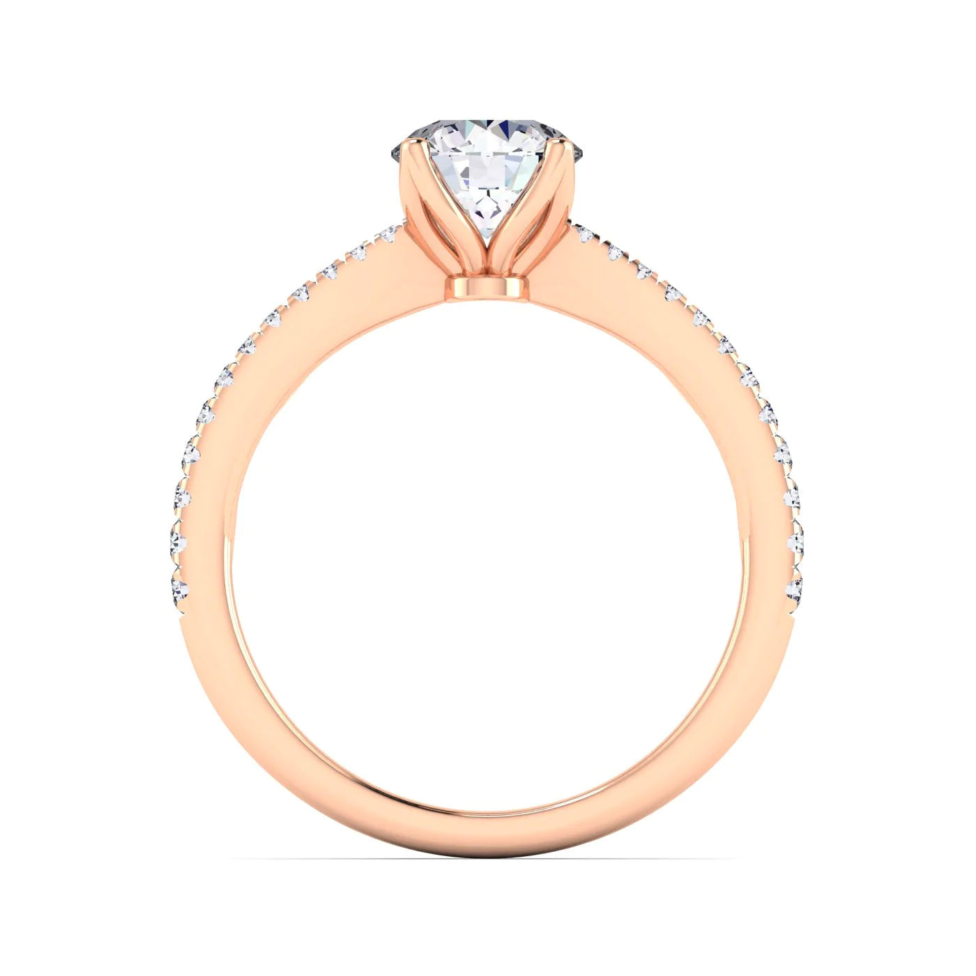 0.96 Carats Round Shape Moissanite Pave Engagement Ring