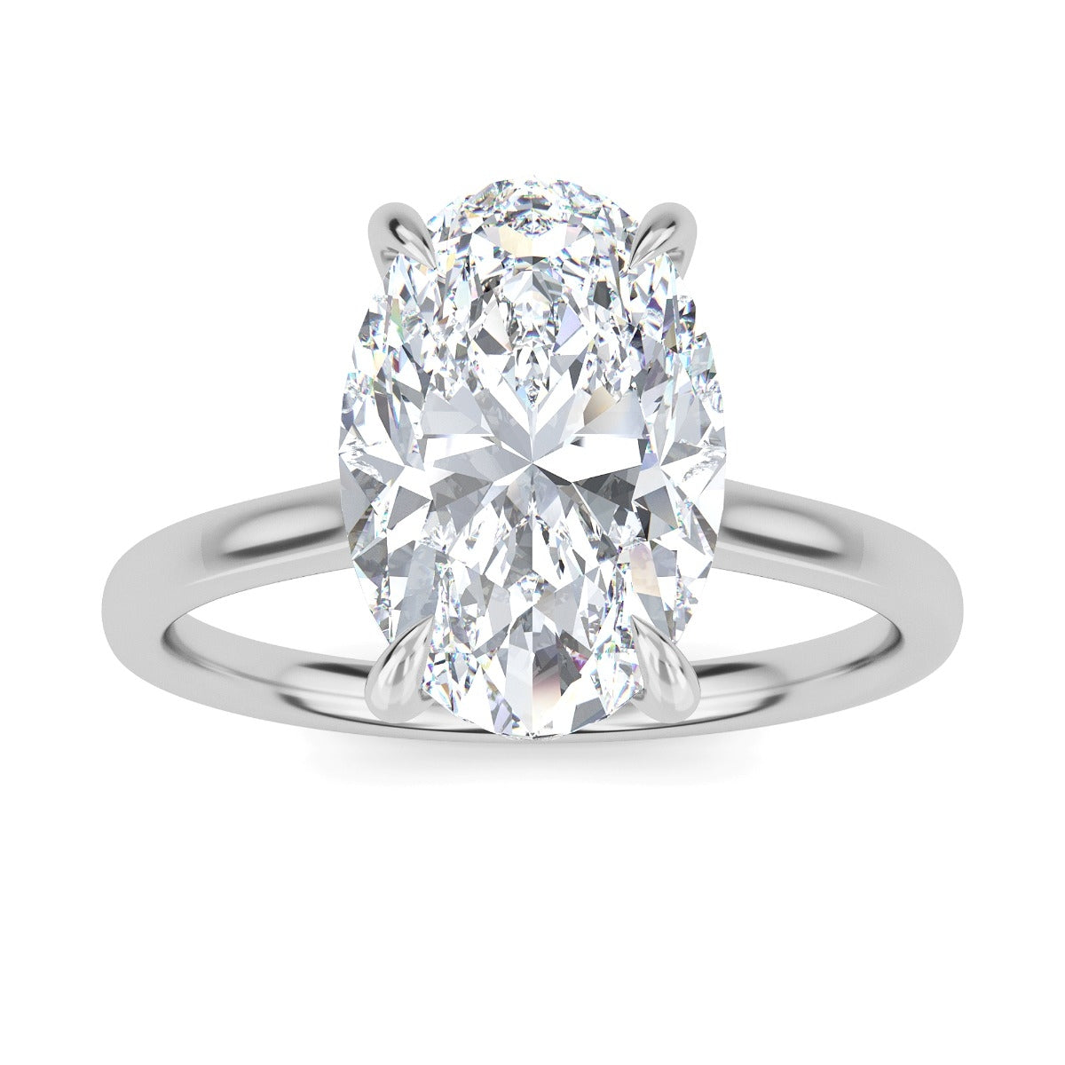 3.50 Carats Oval Shape Moissanite Hidden Halo Engagement Ring