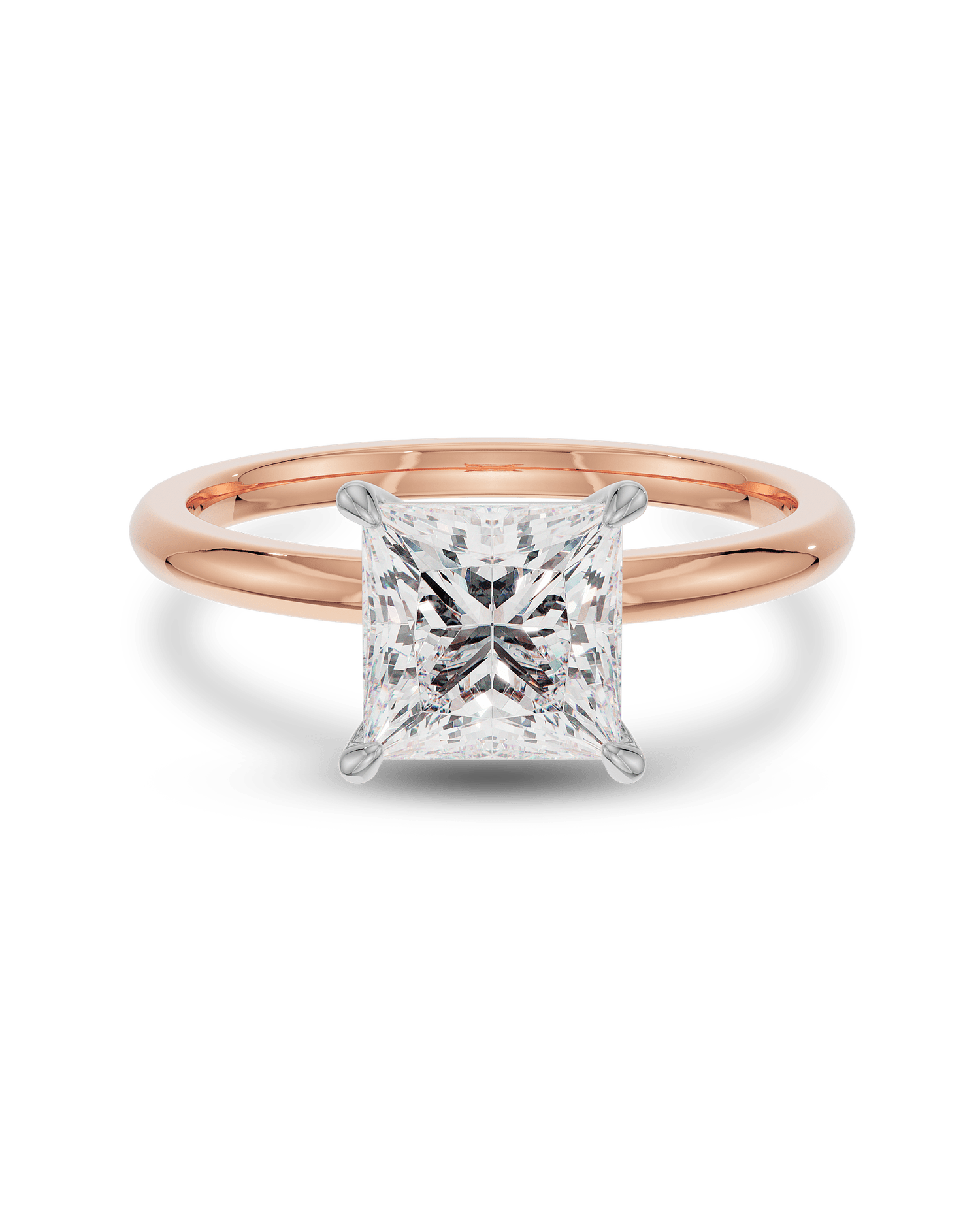 2.0 Carats Princess Shape Moissanite Solitaire Engagement Ring