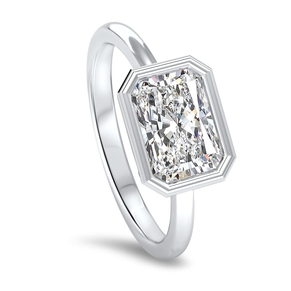 1.0 Carats East-West Radiant Shape Moissanite Solitaire Engagement Ring