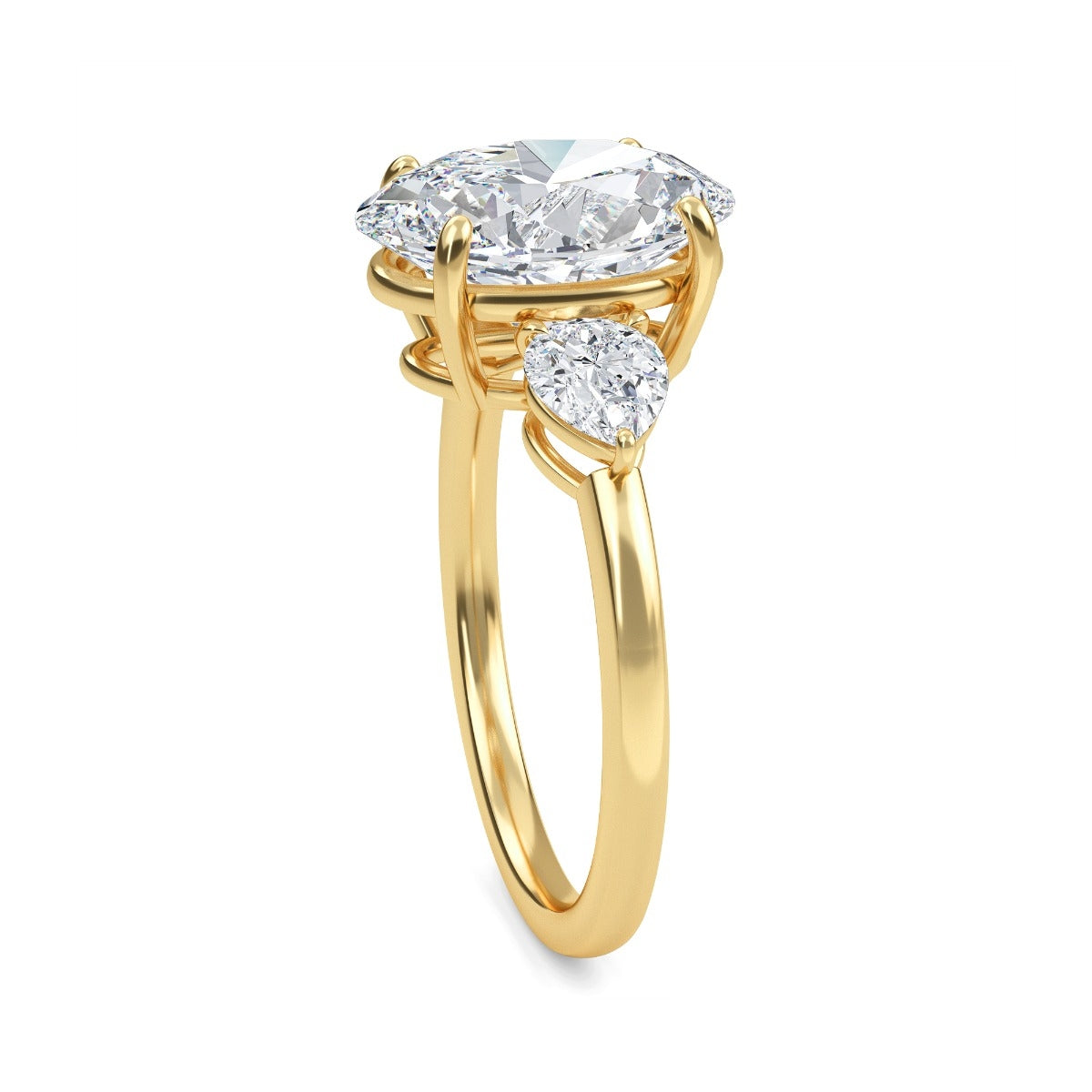 2.50 Carats Oval Shape Moissanite Three Stone Engagement Ring