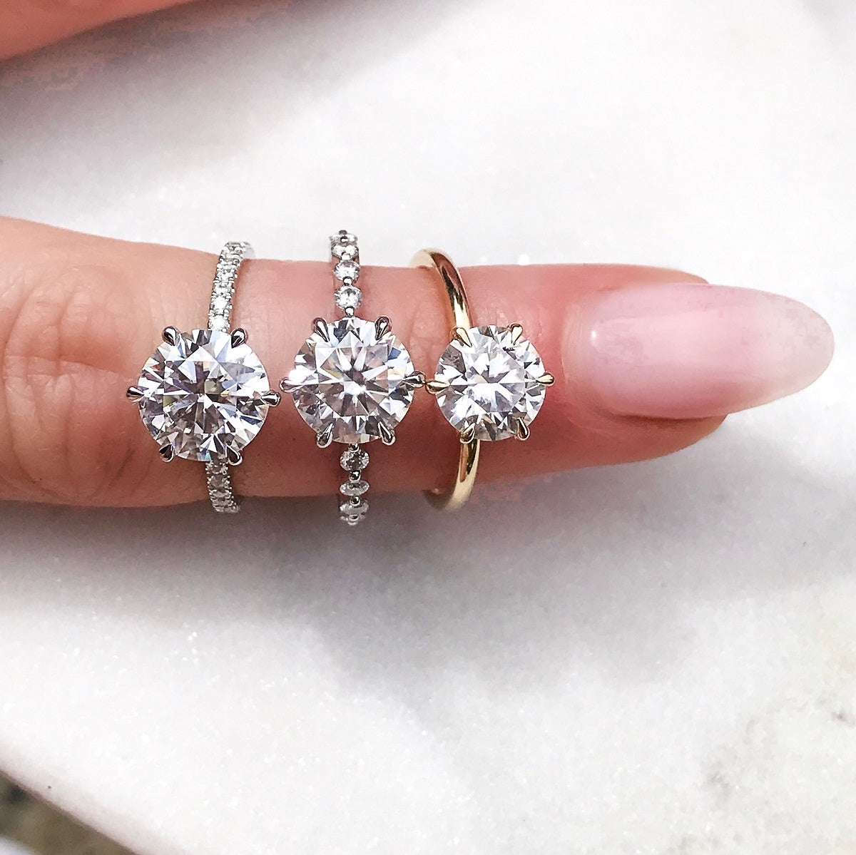 2.50 Carats Round Shape Moissanite Pave Engagement Ring