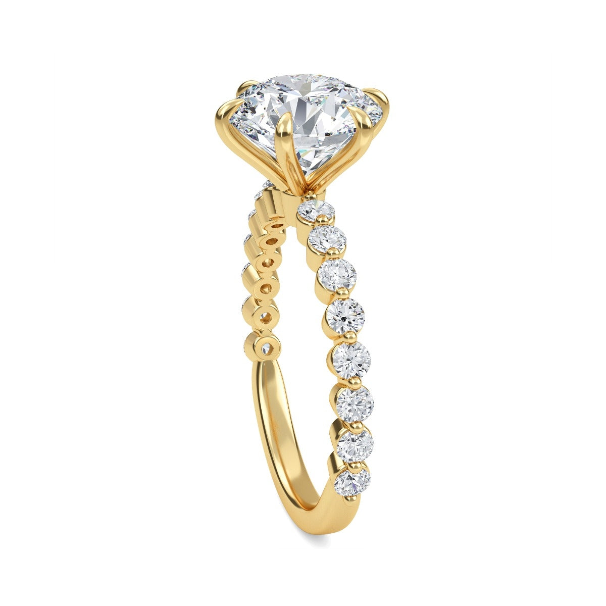 2.0 Carats Round Shape Moissanite Pave Engagement Ring