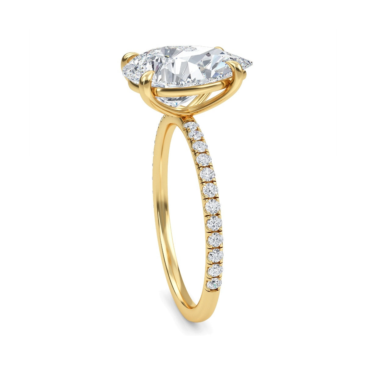 3.30 Carats Pear Shape Moissanite Pave Engagement Ring