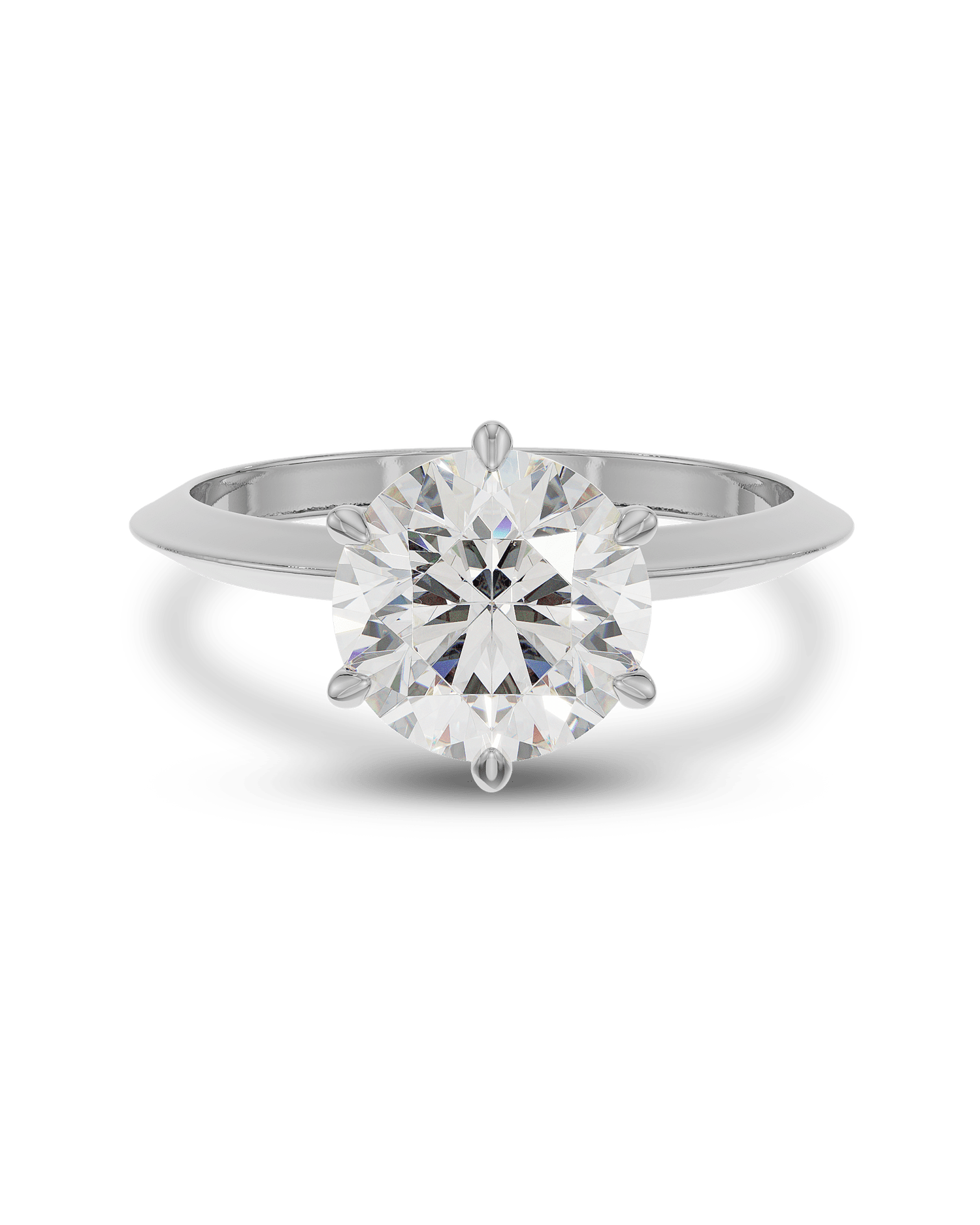 2.0 Carats Round Shape Moissanite Solitaire Engagement Ring