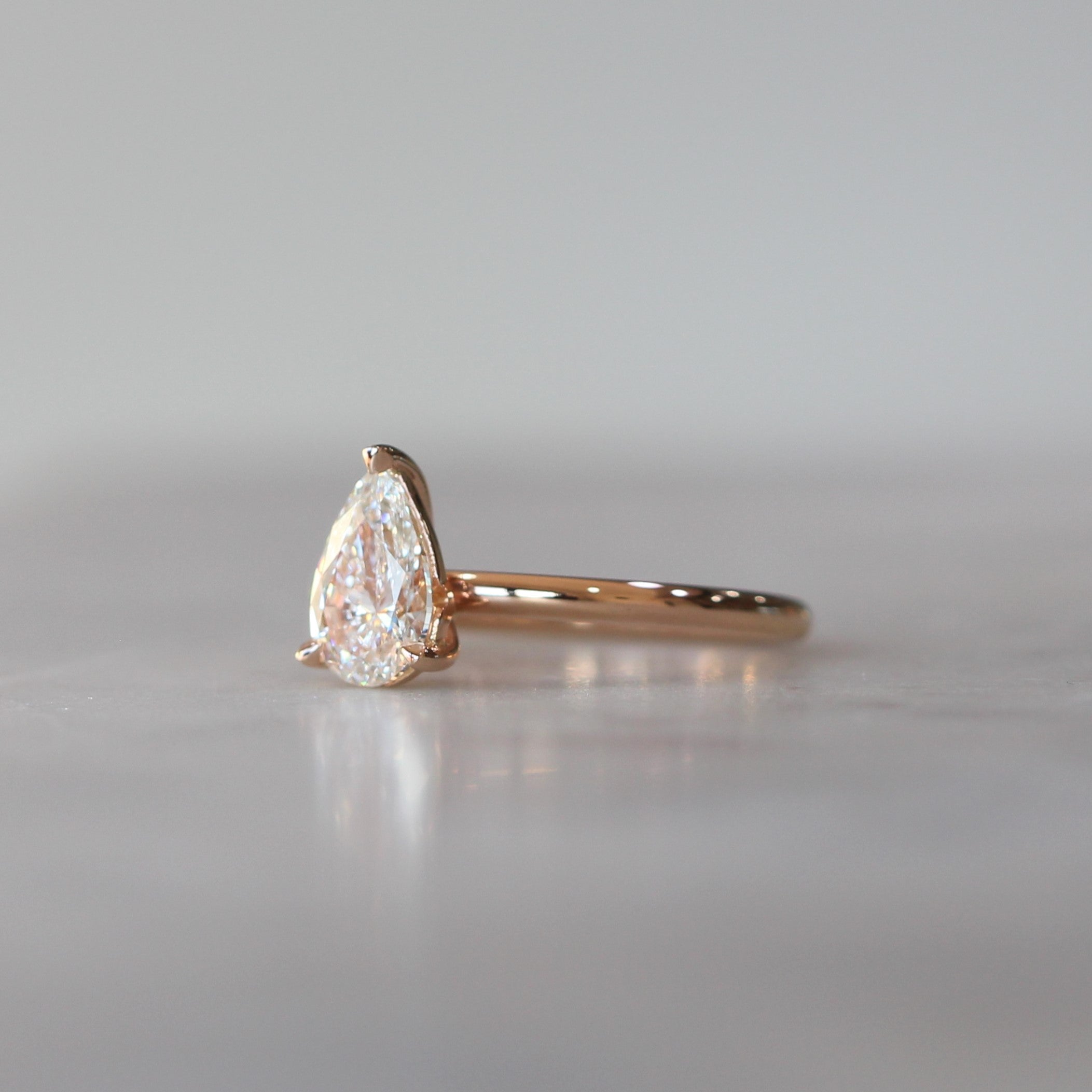1.01 Carats Pear Moissanite Solitaire Engagement Ring