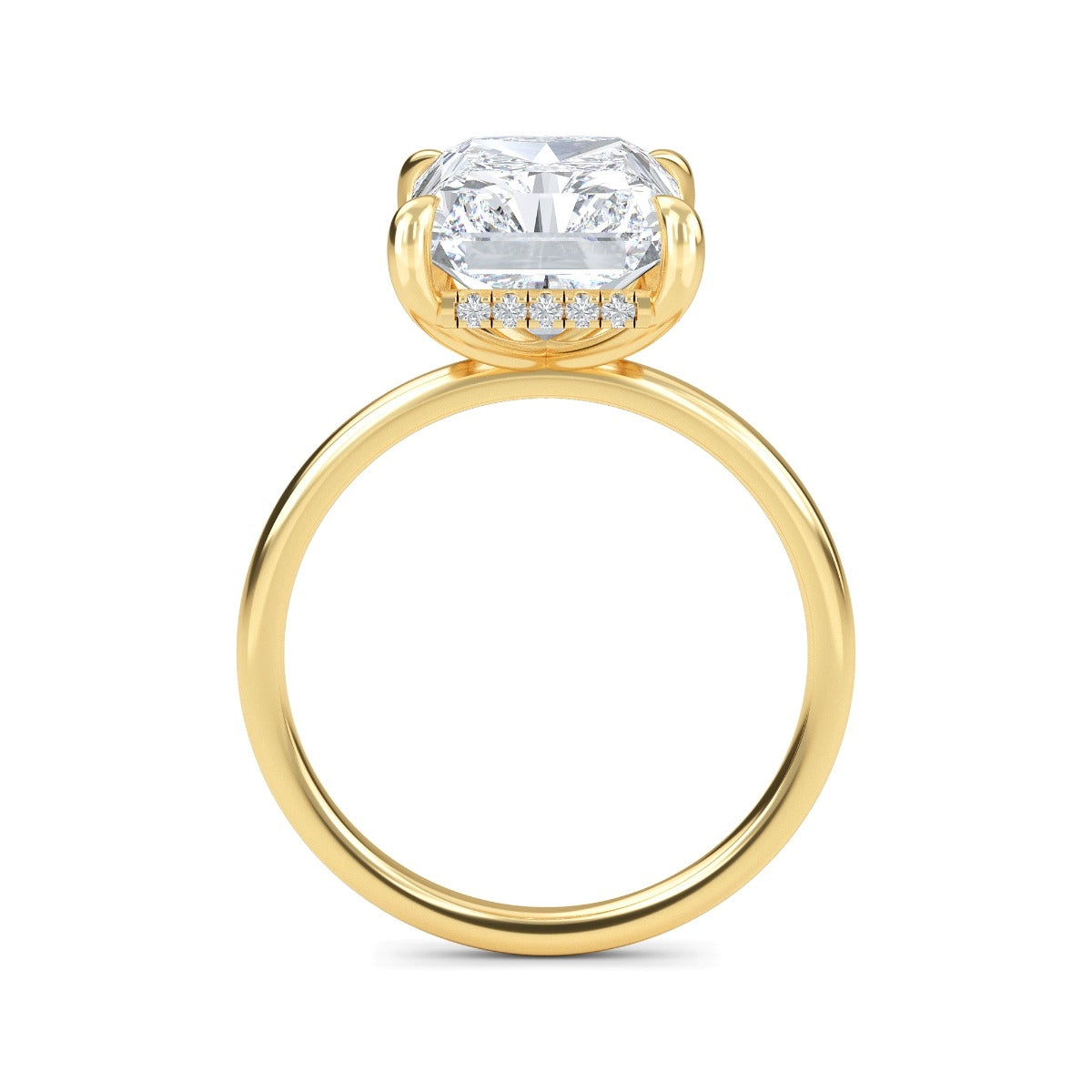3.0 Carats Radiant Shape Moissanite Hidden Halo Engagement Ring