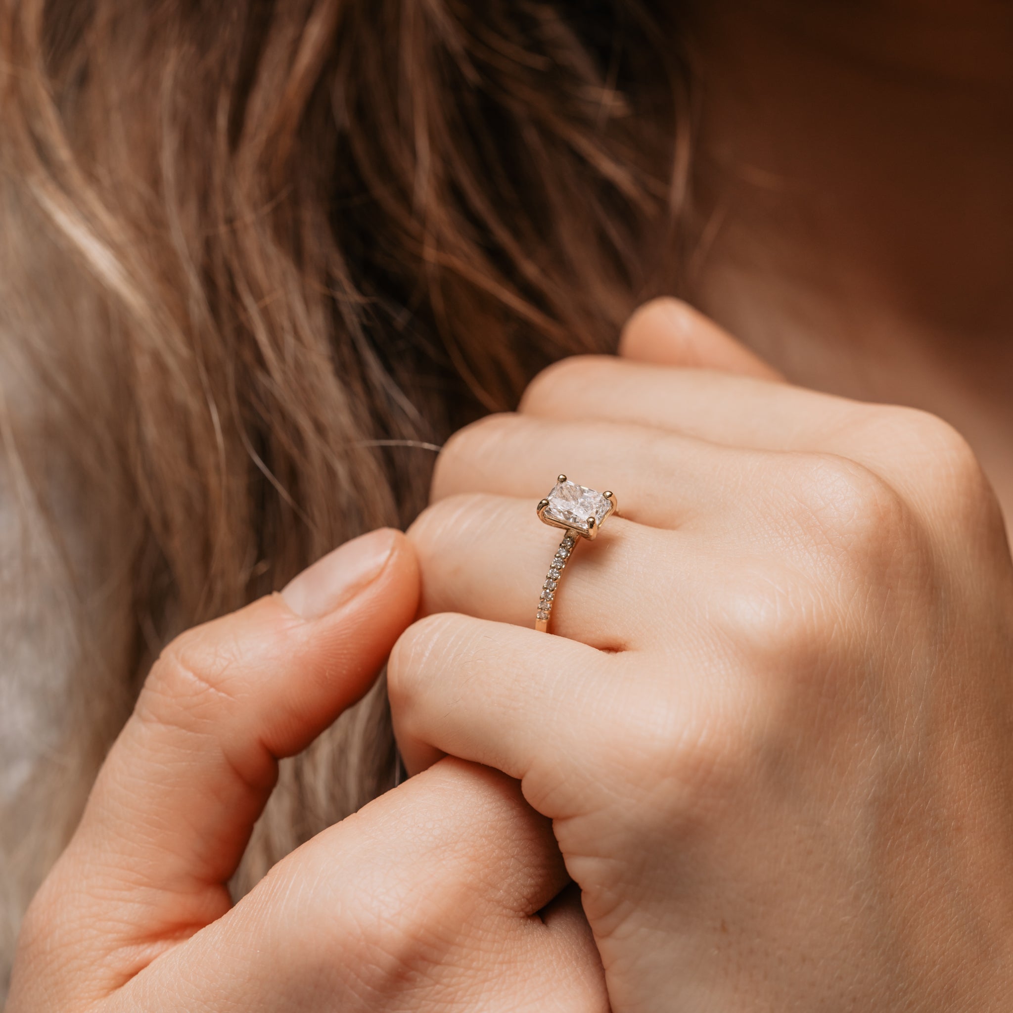 1.15 Carats Radiant Shape Moissanite Pave Engagement Ring