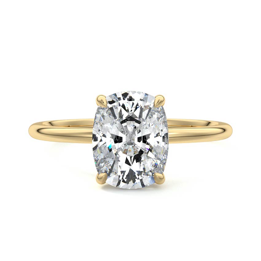 1.20 Carats Lab Grown Diamond Cushion Shape F-VS1 Hidden Halo Engagement Ring