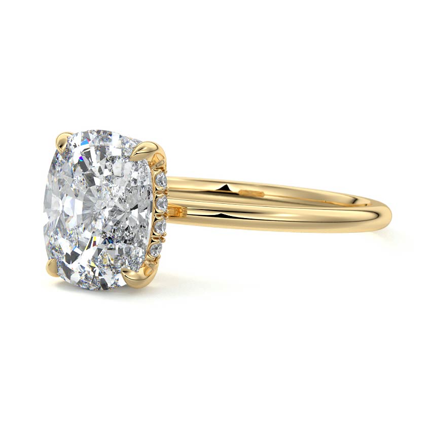 1.20 Carats Lab Grown Diamond Cushion Shape F-VS1 Hidden Halo Engagement Ring