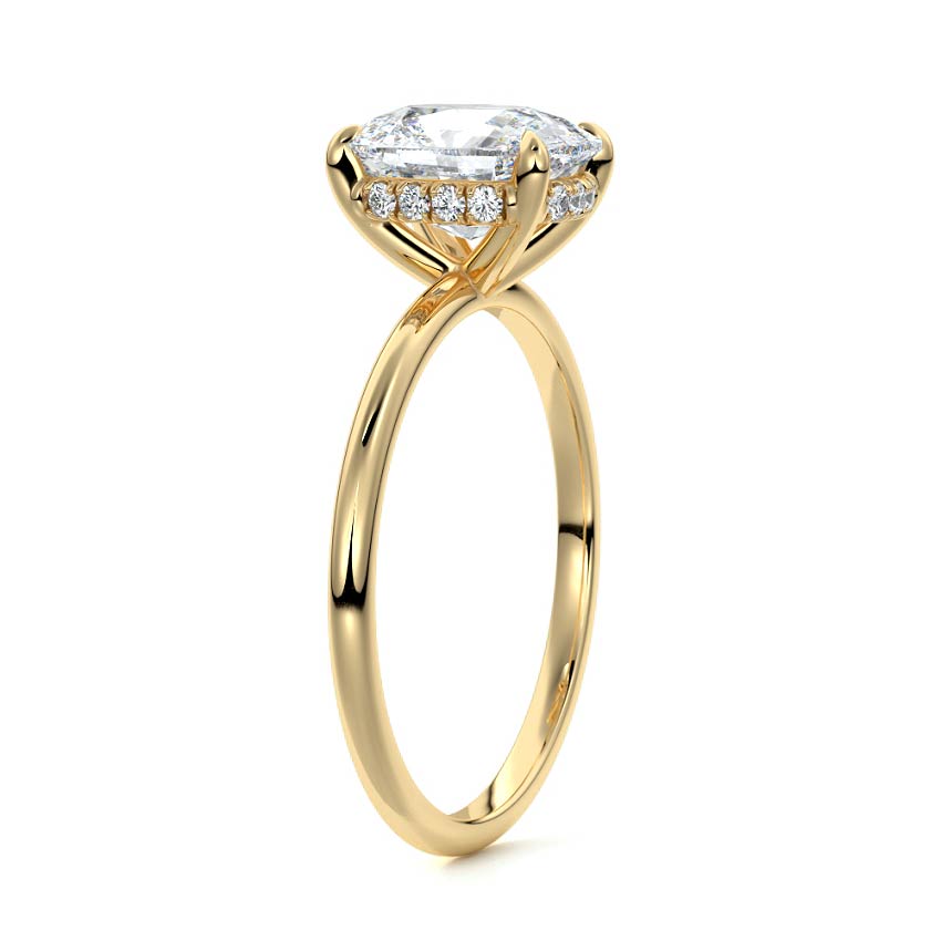1.20 Carats Lab Grown Diamond Cushion Shape F-VS1 Hidden Halo Engagement Ring