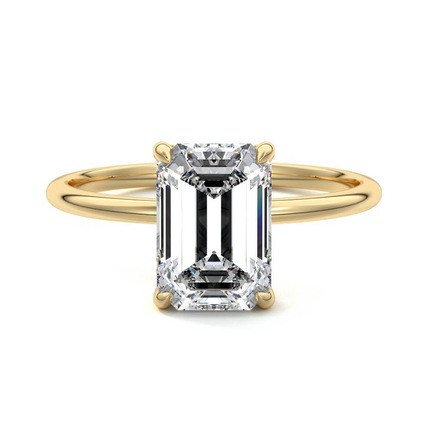 2.50 Carats Lab Grown Diamond Emerald Shape E-VS1 Hidden Halo Engagement Ring