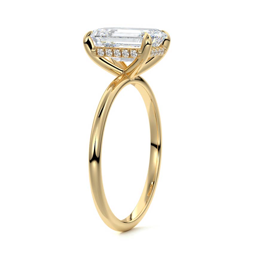2.50 Carats Lab Grown Diamond Emerald Shape E-VS1 Hidden Halo Engagement Ring
