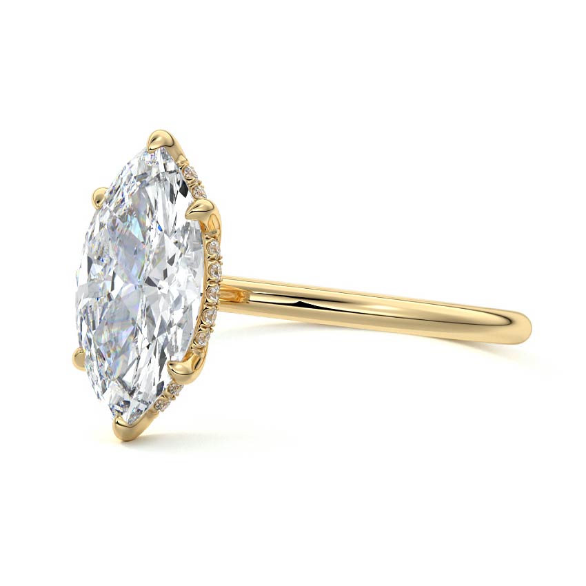 3.0 Carats Lab Grown Diamond Marquise Shape E-VS1 Hidden Halo Engagement Ring