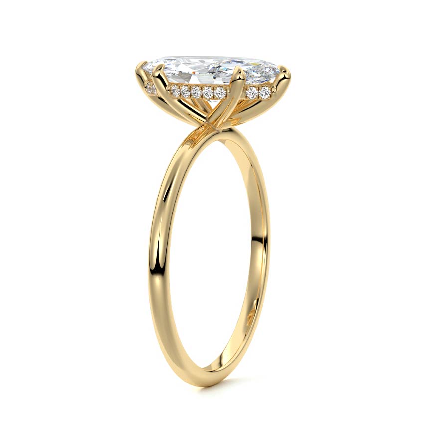 3.0 Carats Lab Grown Diamond Marquise Shape E-VS1 Hidden Halo Engagement Ring