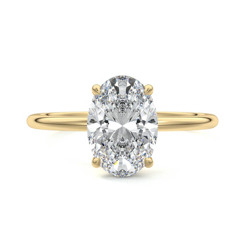 2.50 Carats Lab Grown Diamond Oval Shape F-VS1 Hidden Halo Engagement Ring