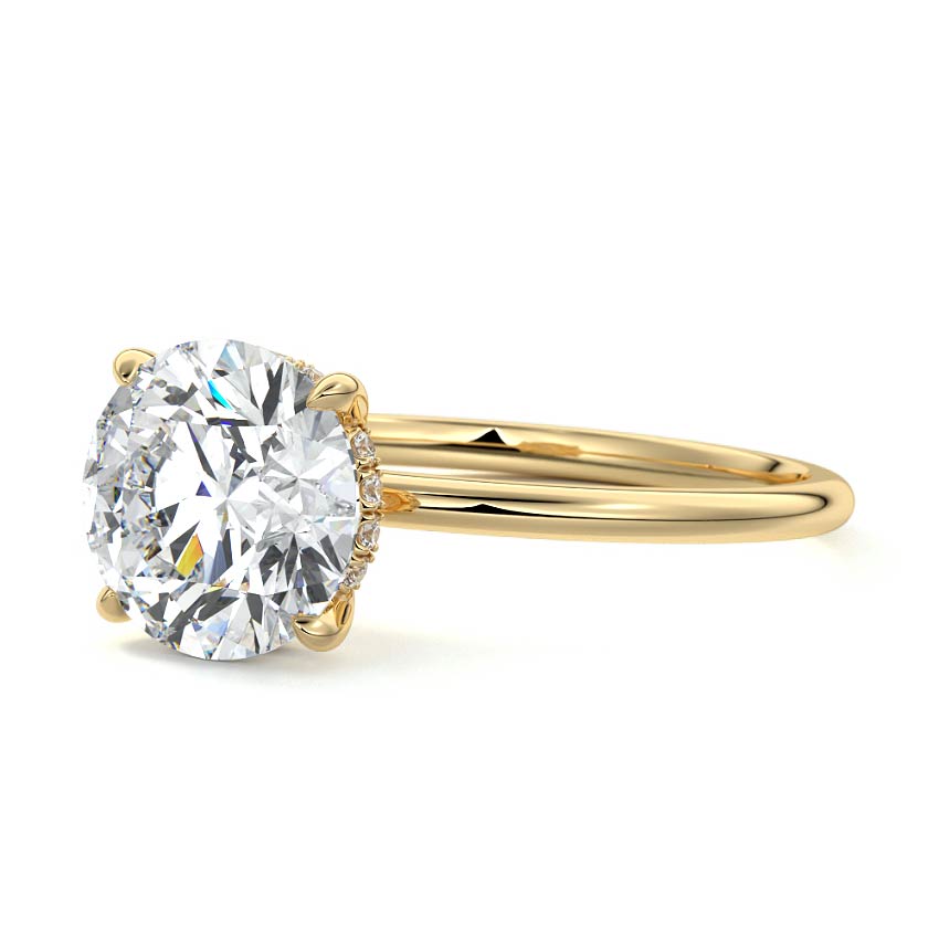 1.0 Carats Lab Grown Diamond Round Shape F-VS1 Hidden Halo Engagement Ring