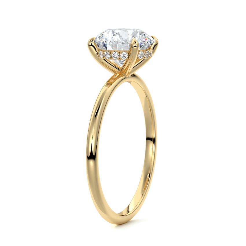 1.0 Carats Lab Grown Diamond Round Shape F-VS1 Hidden Halo Engagement Ring