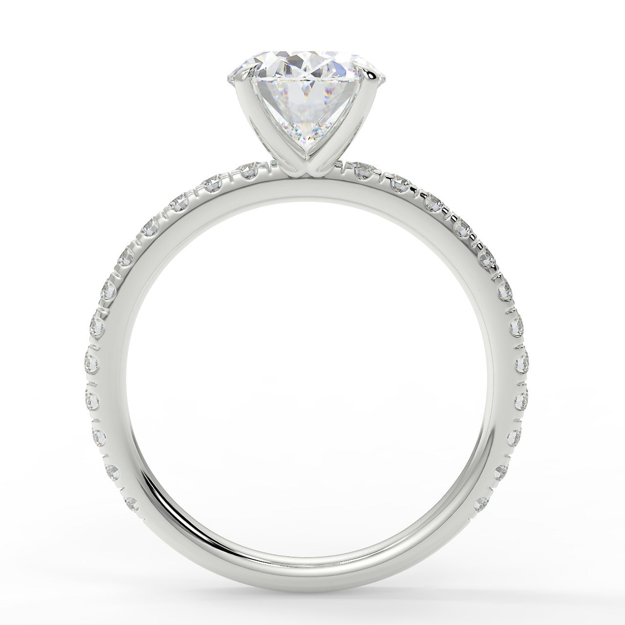 2.0 Carats Oval Shape Moissanite Pave Engagement Ring