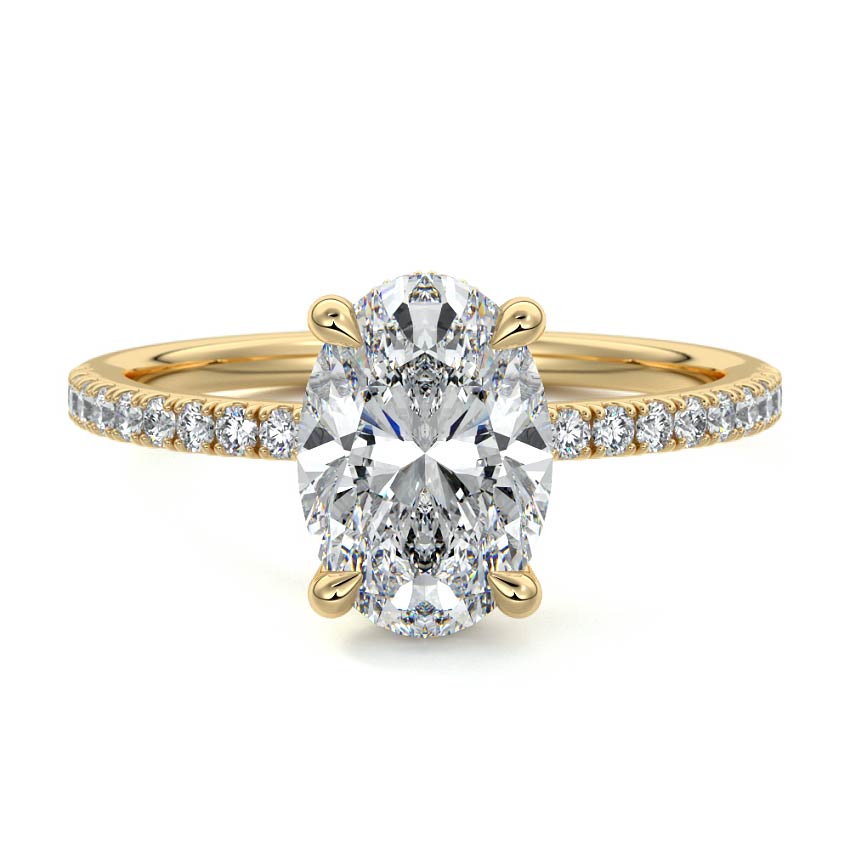 2.50 Carats Lab Grown Diamond Oval Shape F-VS1 Hidden Halo & Pave Engagement Ring