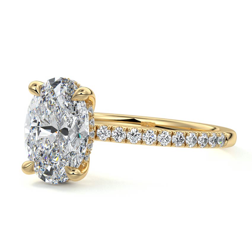 2.50 Carats Lab Grown Diamond Oval Shape F-VS1 Hidden Halo & Pave Engagement Ring