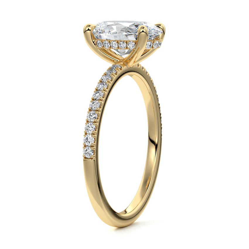 2.50 Carats Lab Grown Diamond Oval Shape F-VS1 Hidden Halo & Pave Engagement Ring