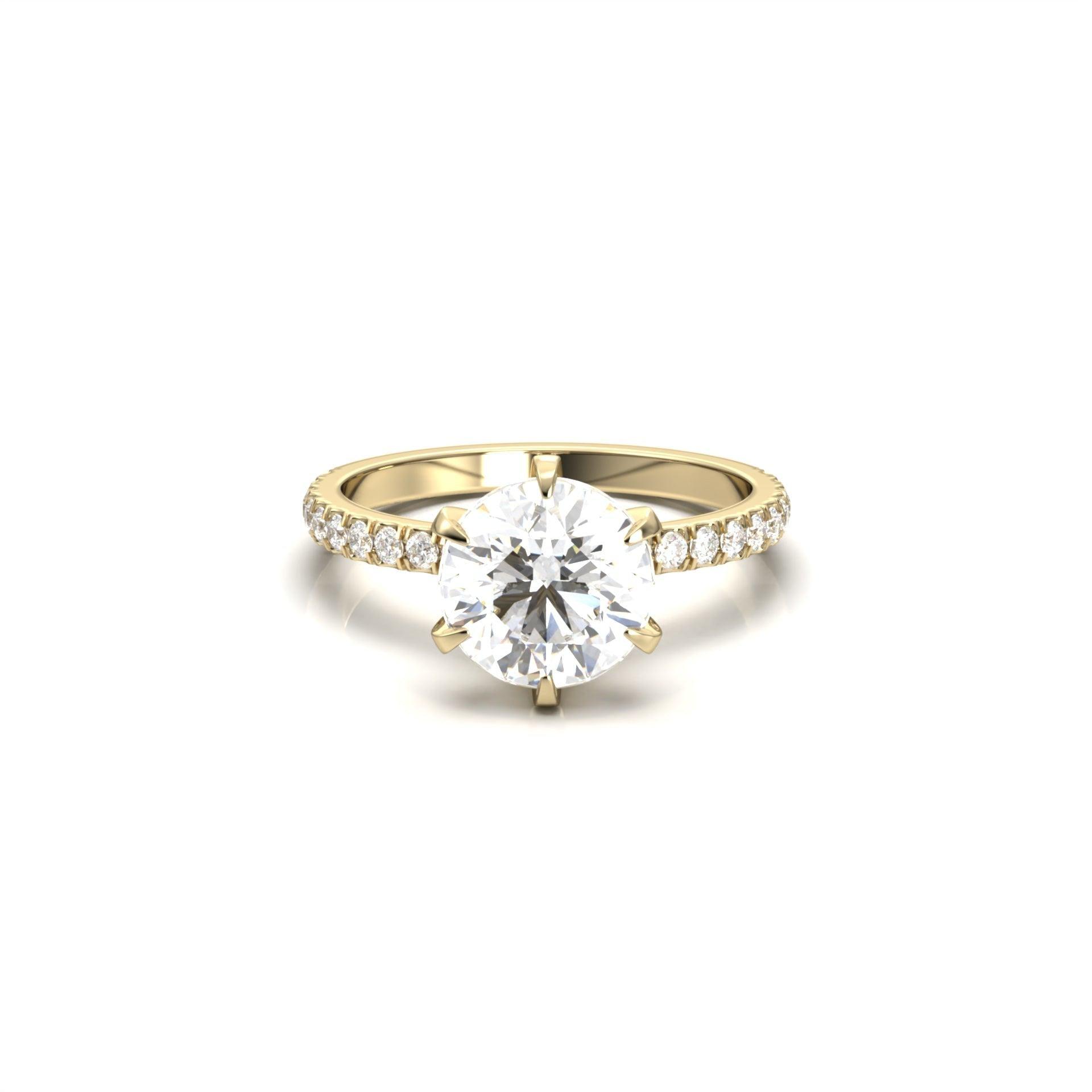 1.50 Carats Round Shape Moissanite Pave Engagement Ring