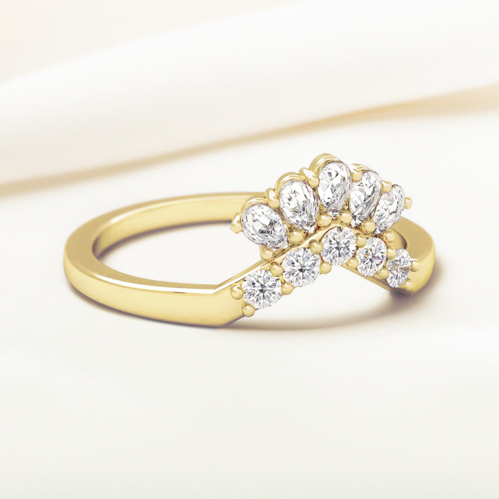 0.25 Carats Moissanite Round & Pear Shape Vintage Wedding Band