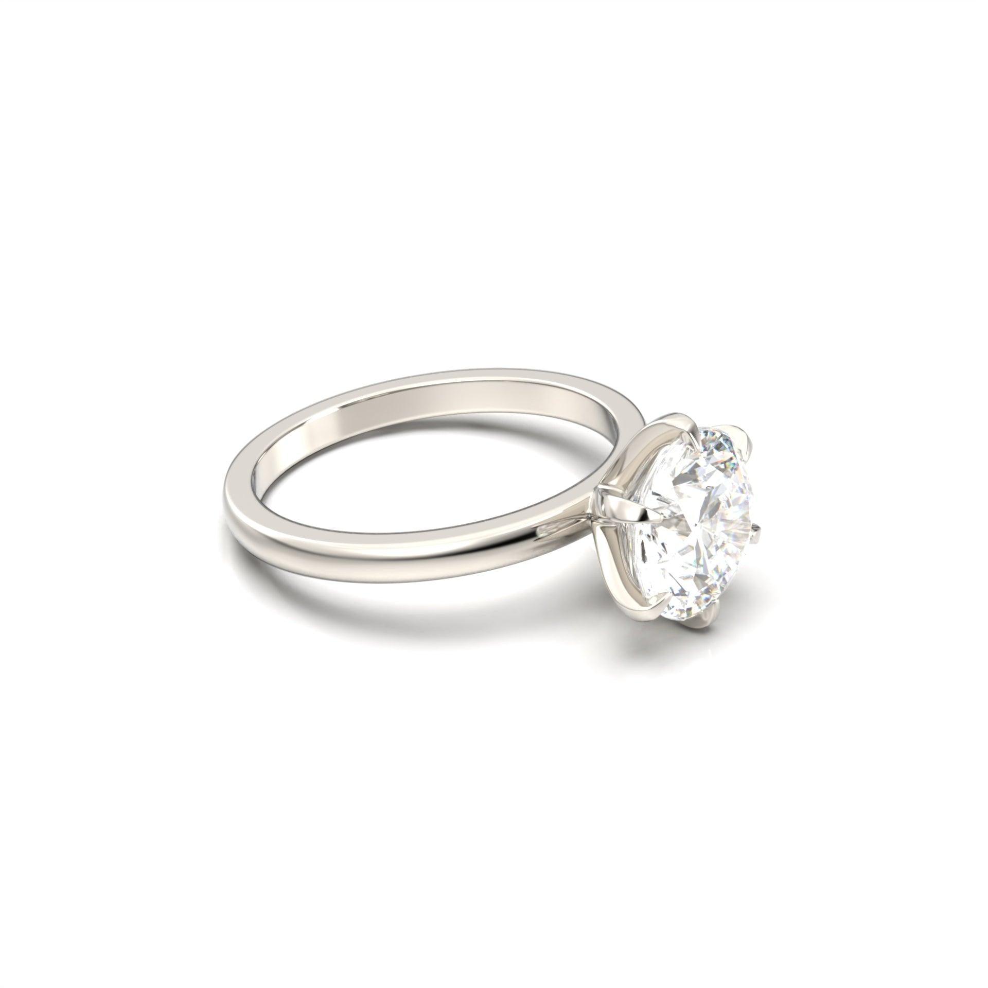 3.0 Carats Round Shape Moissanite Solitaire Engagement Ring