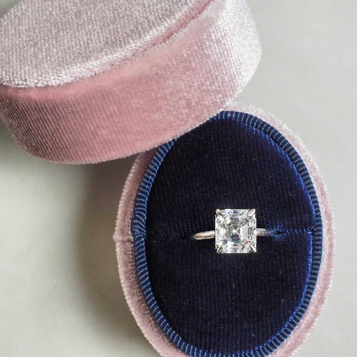 2.65 Carats Asscher Shape Moissanite Solitaire Engagement Ring