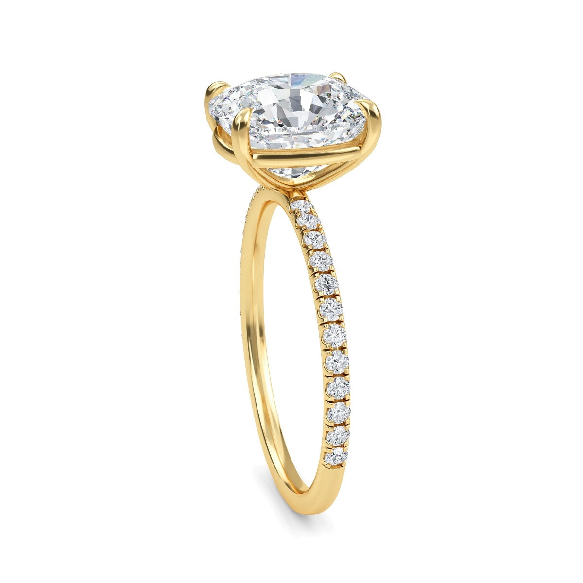 3.0 Carats Cushion Shape Moissanite pave Engagement Ring