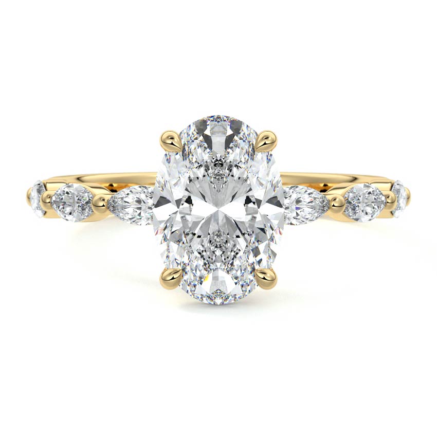 3.50 Carats Lab Grown Diamond Oval Shape E-VS1 Pave Setting Engagement Ring