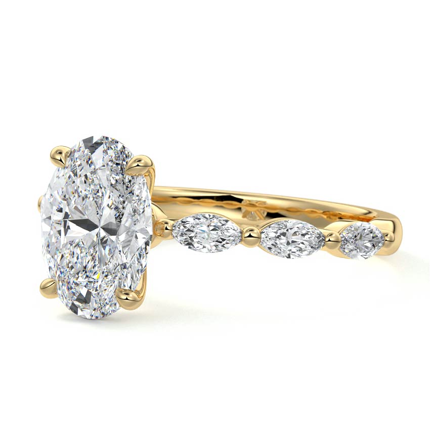 3.50 Carats Lab Grown Diamond Oval Shape E-VS1 Pave Setting Engagement Ring