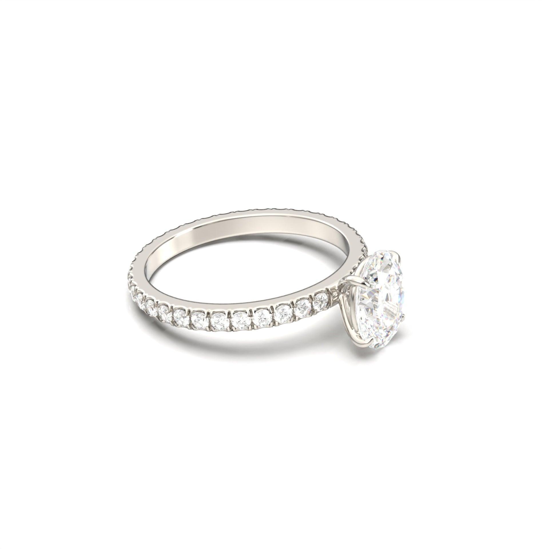 1.0 Carats Oval Shape Moissanite Pave Engagement Ring