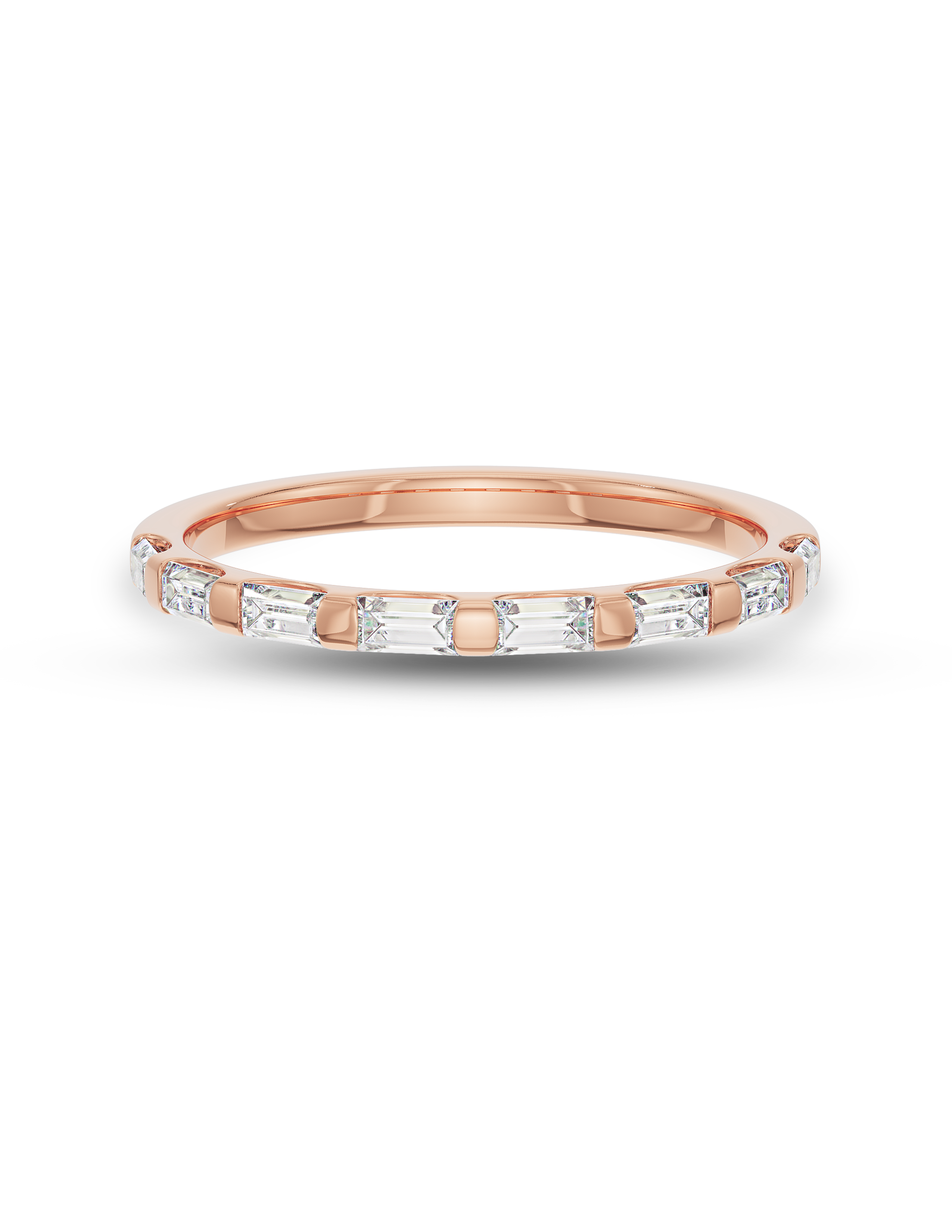0.15 Carats Moissanite Baguette Shape Half Eternity Wedding Band