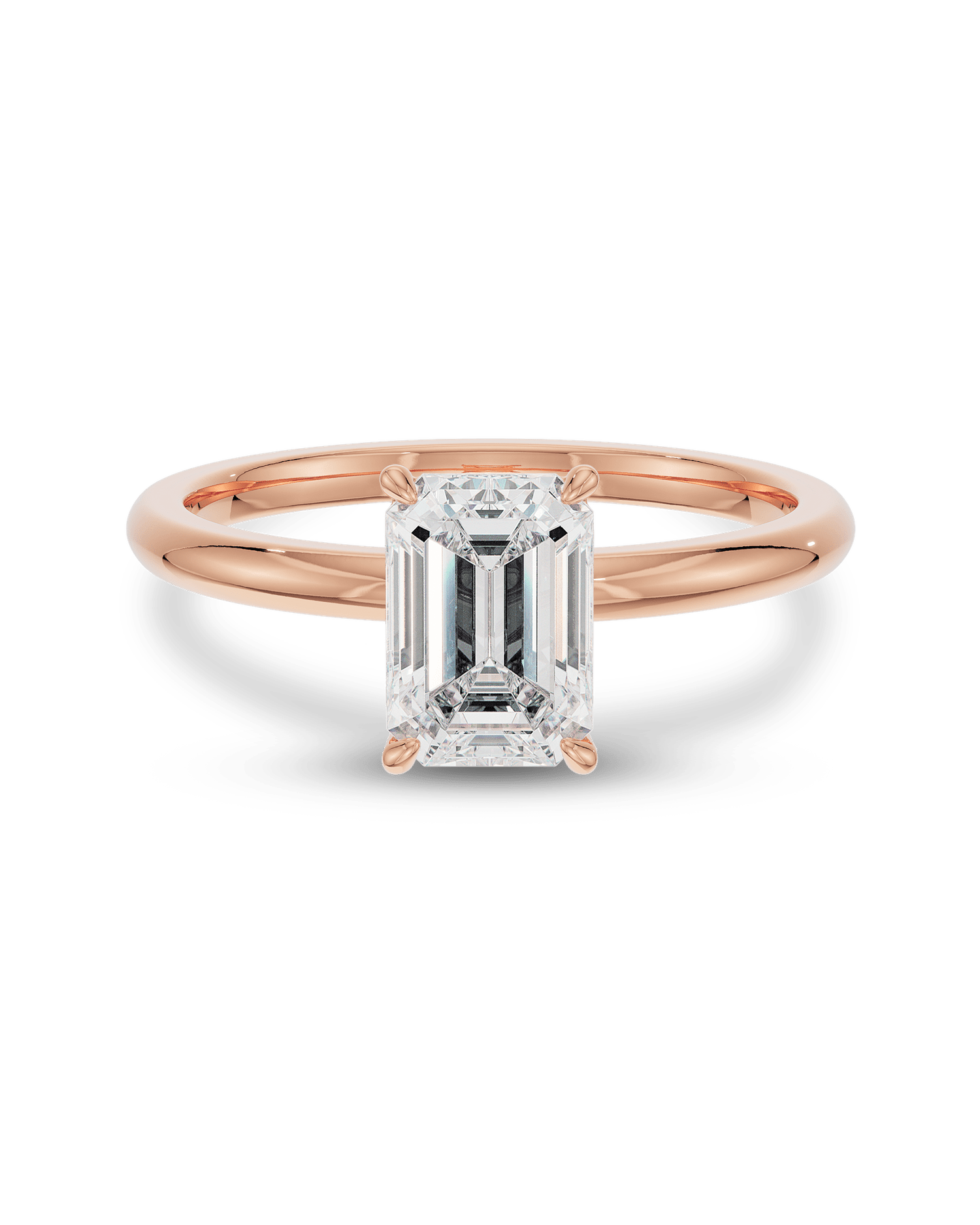 1.50 Carats Emerald Shape Moissanite Solitaire Engagement Ring