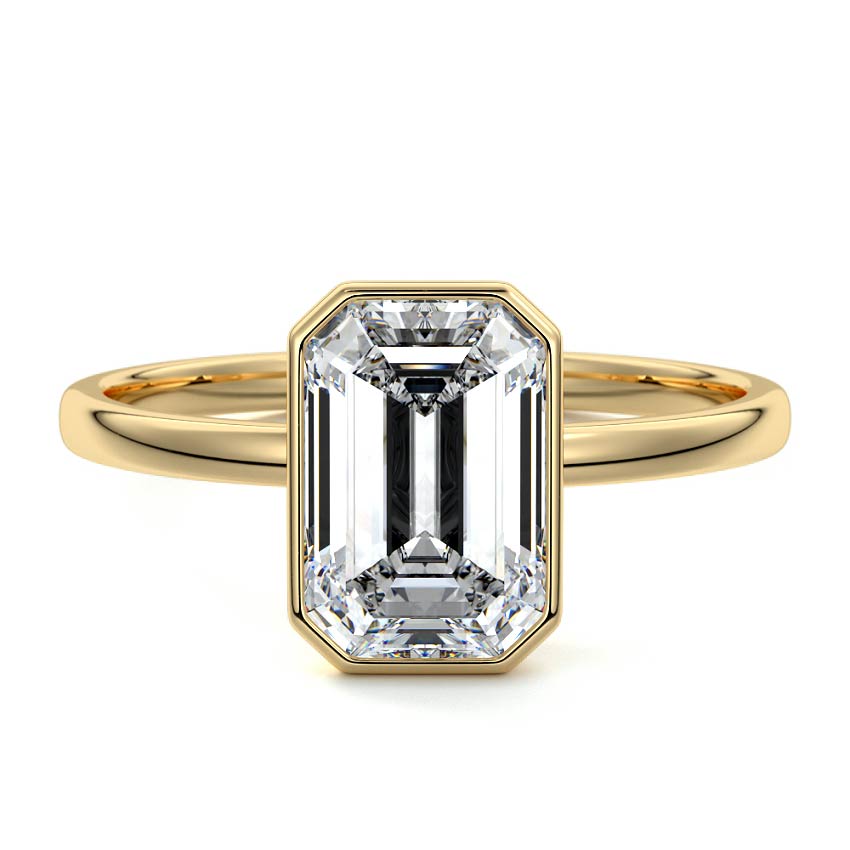 4.0 Carats Lab Grown Diamond Emerald Shape E-VS1 Bezel Engagement Ring