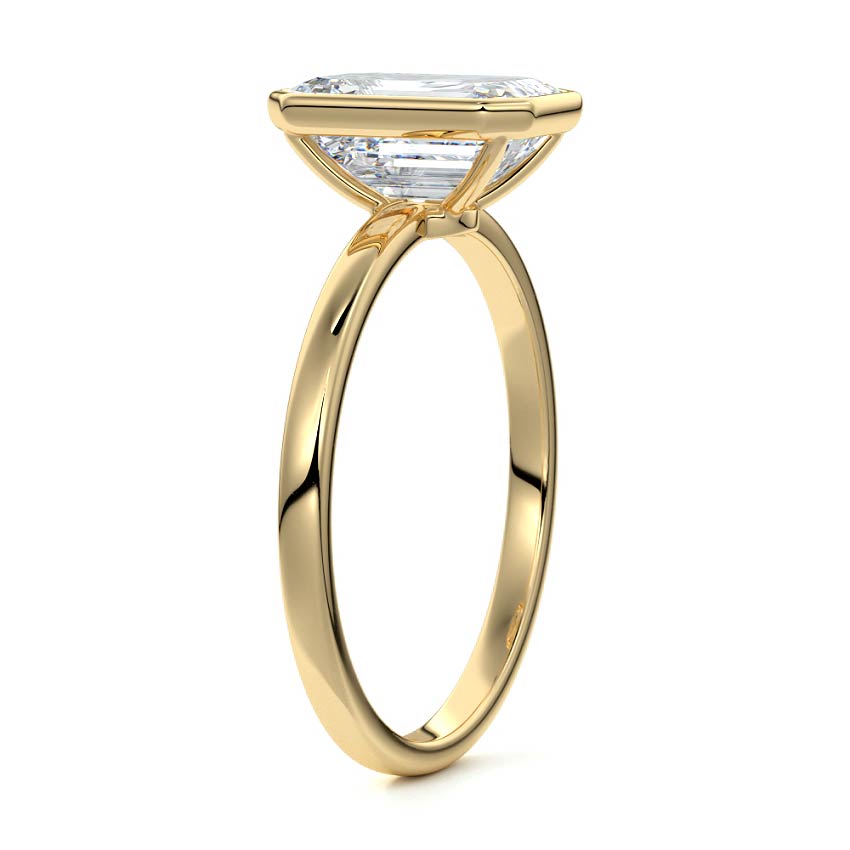 4.0 Carats Lab Grown Diamond Emerald Shape E-VS1 Bezel Engagement Ring
