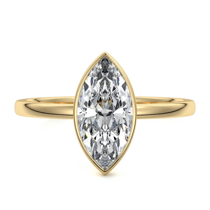 2.50 Carats Lab Grown Diamond Marquise Shape E-VS1 Bezel Solitaire Engagement Ring