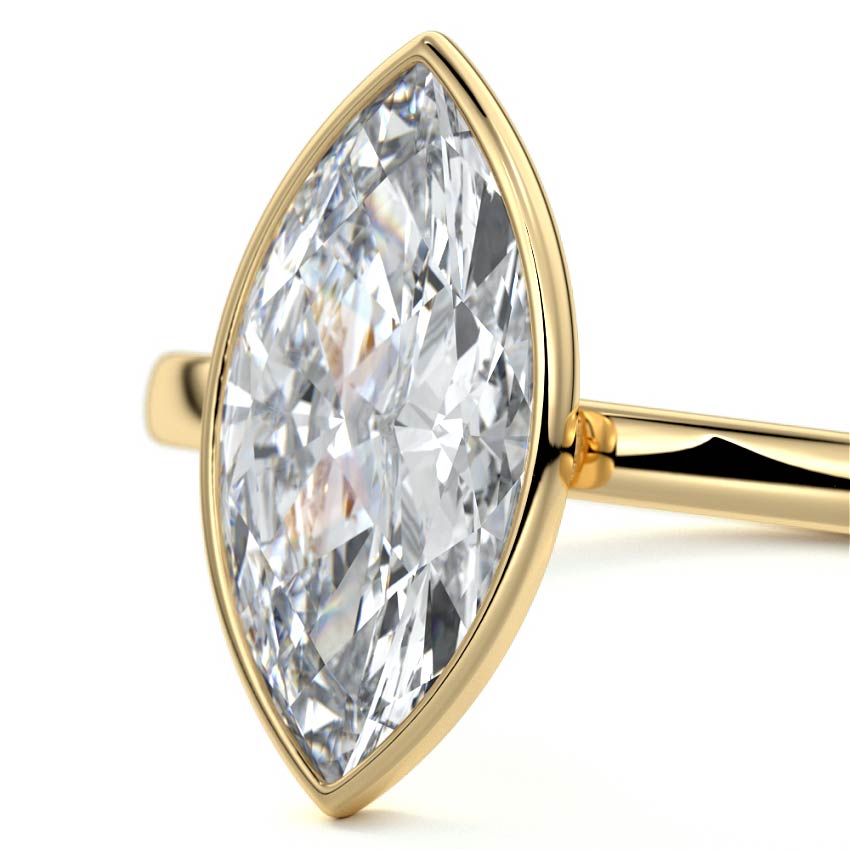 2.50 Carats Lab Grown Diamond Marquise Shape E-VS1 Bezel Solitaire Engagement Ring