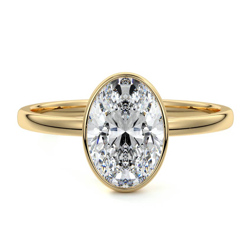 5.50 Carats Lab Grown Diamond Oval Shape E-VS1 Bezel Engagement Ring