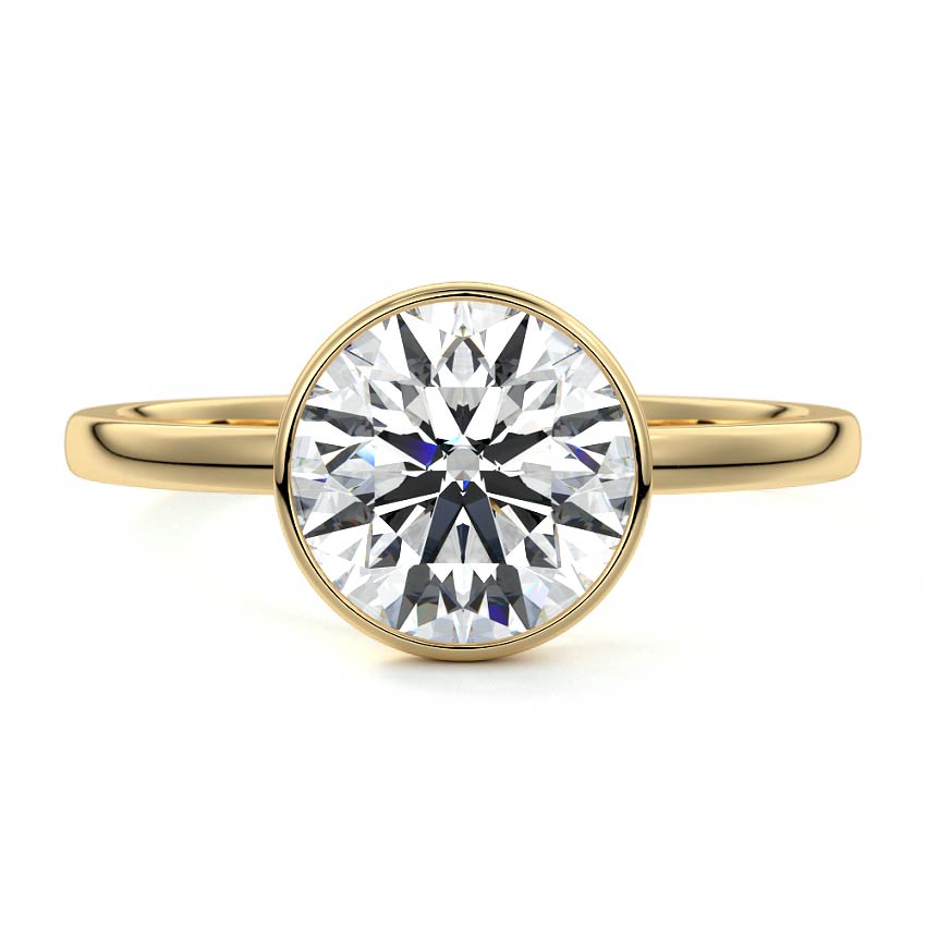 1.0 Carats Lab Grown Diamond Round Shape F-VS1 Bezel Solitaire Engagement Ring